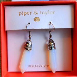 Opalite Pendulum Pendant Sterling Silver Earrings